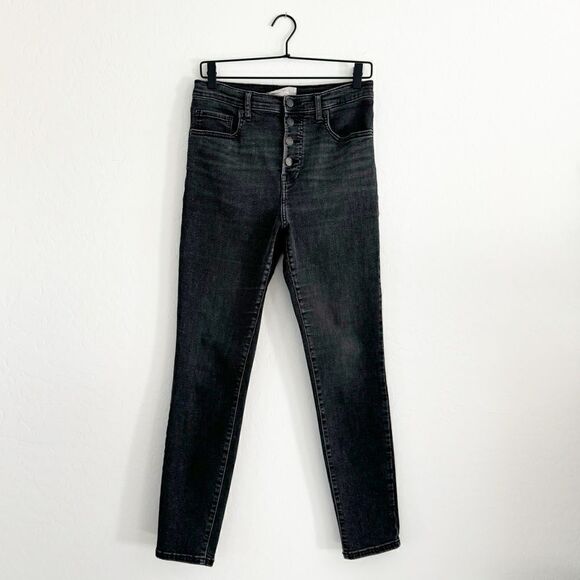 Everlane The Authentic Stretch High-Rise Skinny Button Fly size 30 ankle black - Picture 2 of 13